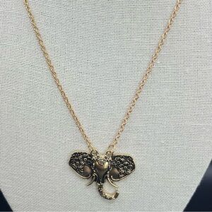 Gold Tone Elephant Necklace
